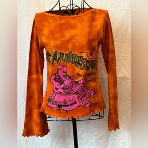 050 - Orange Graphic Long Sleeve Top